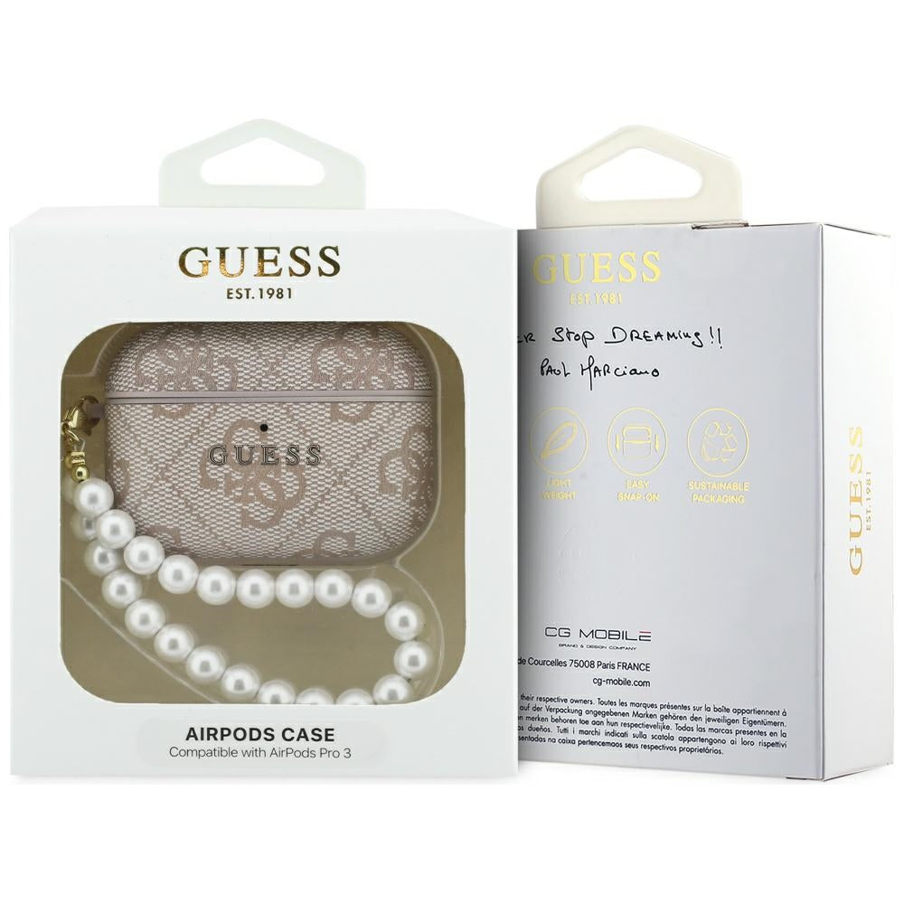 Guess 4G Pearl Strap dėklas AirPods Pro 3 - rožinis -- AirPods Pro 3