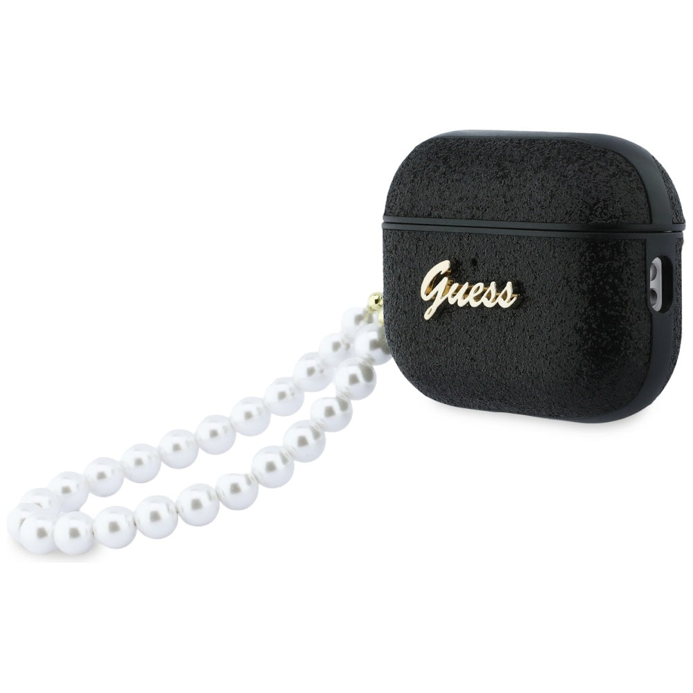 Guess Blizgantis perlų dirželis skirtas AirPods Pro 3 - Black