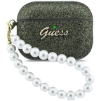 Guess Blizgantis perlų dirželis skirtas AirPods Pro 3 - Black and Glitter