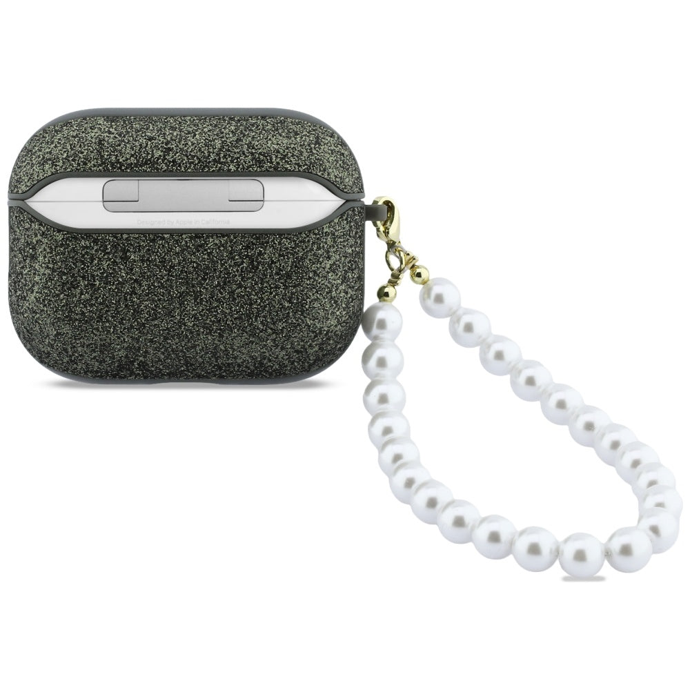 Guess Blizgantis perlų dirželis skirtas AirPods Pro 3 - Black and Glitter