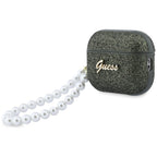 Guess Blizgantis perlų dirželis skirtas AirPods Pro 3 - Black and Glitter