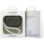 Guess Blizgantis perlų dirželis skirtas AirPods Pro 3 - Black and Glitter