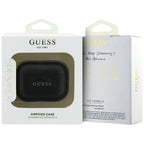 Guess Grūduotas klasikinis logotipo dėklas, skirtas AirPods Pro 3 - black