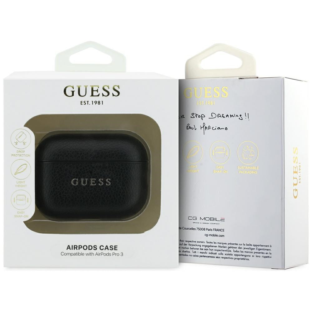 Guess Grūduotas klasikinis logotipo dėklas, skirtas AirPods Pro 3 - black