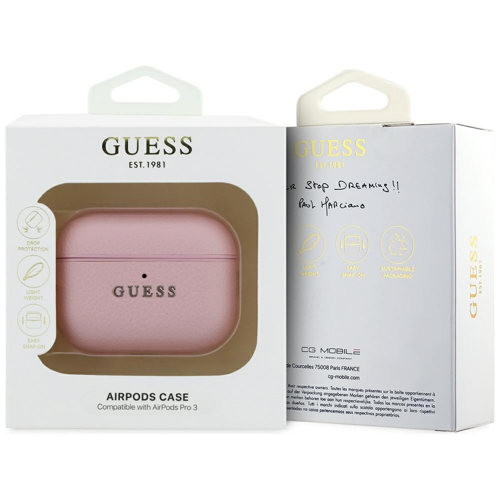 Guess Grūduotas klasikinis logotipo dėklas, skirtas AirPods Pro 3 - Pink