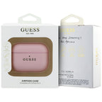 Guess Grūduotas klasikinis logotipo dėklas, skirtas AirPods Pro 3 - Pink