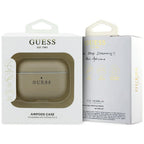 Guess Grūduotas klasikinis logotipo dėklas, skirtas AirPods Pro 3 - gold