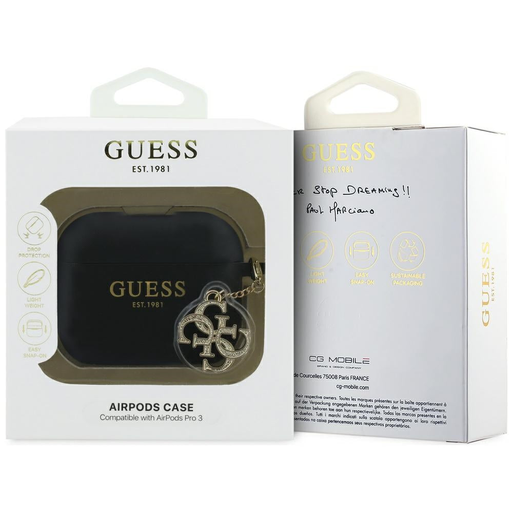 Guess Silikoninis 4G Charm Dėklas, skirtas AirPods Pro 3 - Black