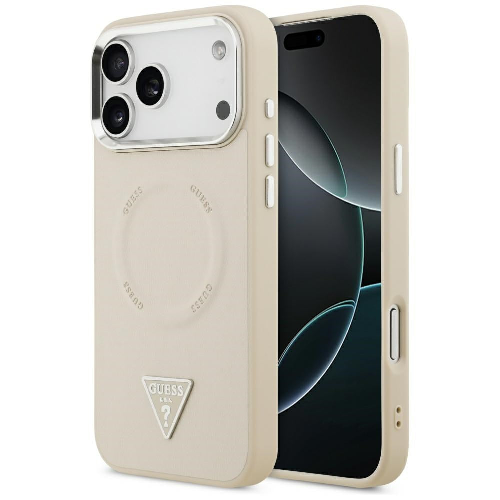 Guess Trikampis logotipas MagSafe Dėklas, skirtas iPhone 17 Pro - Beige