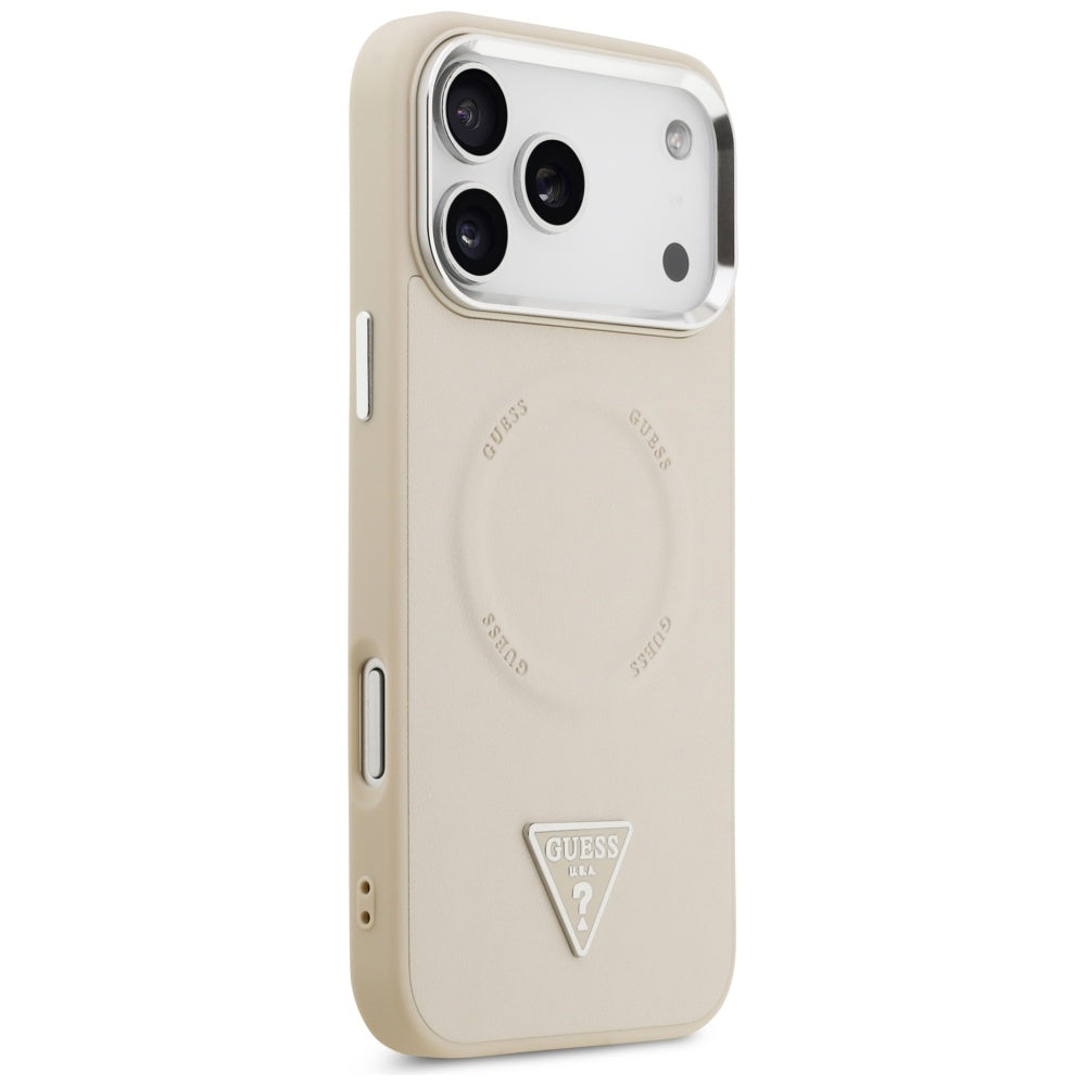 Guess Trikampis logotipas MagSafe Dėklas, skirtas iPhone 17 Pro - Beige