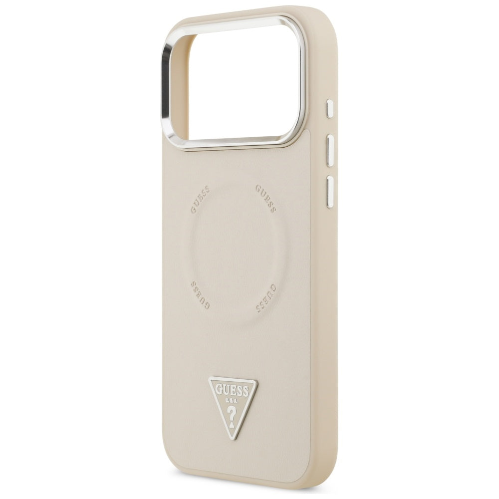 Guess Trikampis logotipas MagSafe Dėklas, skirtas iPhone 17 Pro - Beige