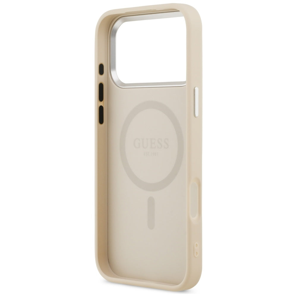 Guess Trikampis logotipas MagSafe Dėklas, skirtas iPhone 17 Pro - Beige