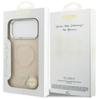 Guess Trikampis logotipas MagSafe Dėklas, skirtas iPhone 17 Pro - Beige