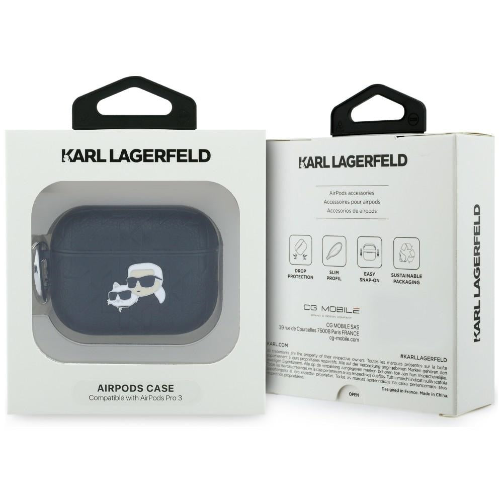 Karl Lagerfeld Monogram Karl & Choupette Head dėklas AirPods Pro 3 - juodas -- AirPods Pro 3