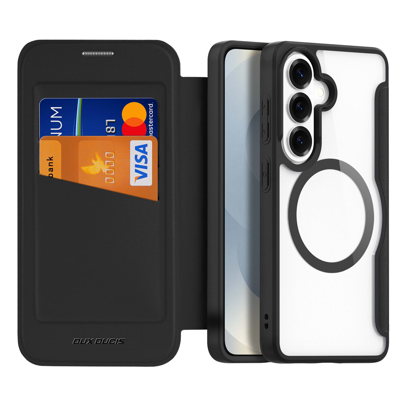 Dux Ducis Skin X Pro MagSafe suderinamasis piniginės tipo dėklas Samsung Galaxy S26+ – Juodas -- Samsung Galaxy S26+