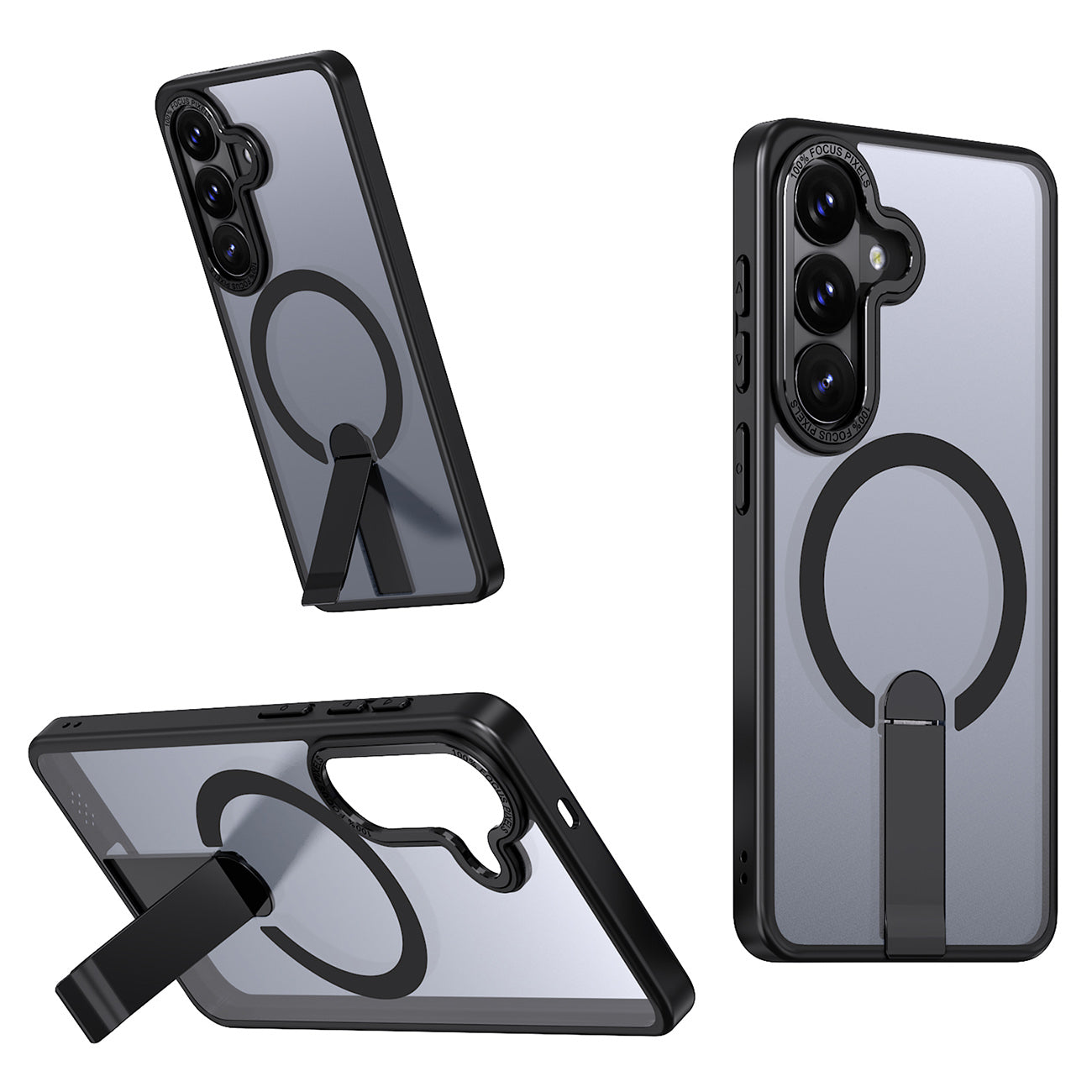 Hybrid Armor X dėklas, skirtas Samsung Galaxy A57, su stovu, suderinamas su MagSafe - juodas -- Samsung Galaxy A57