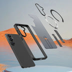 Hybrid Armor X dėklas, skirtas Samsung Galaxy A57, su stovu, suderinamas su MagSafe - juodas -- Samsung Galaxy A57