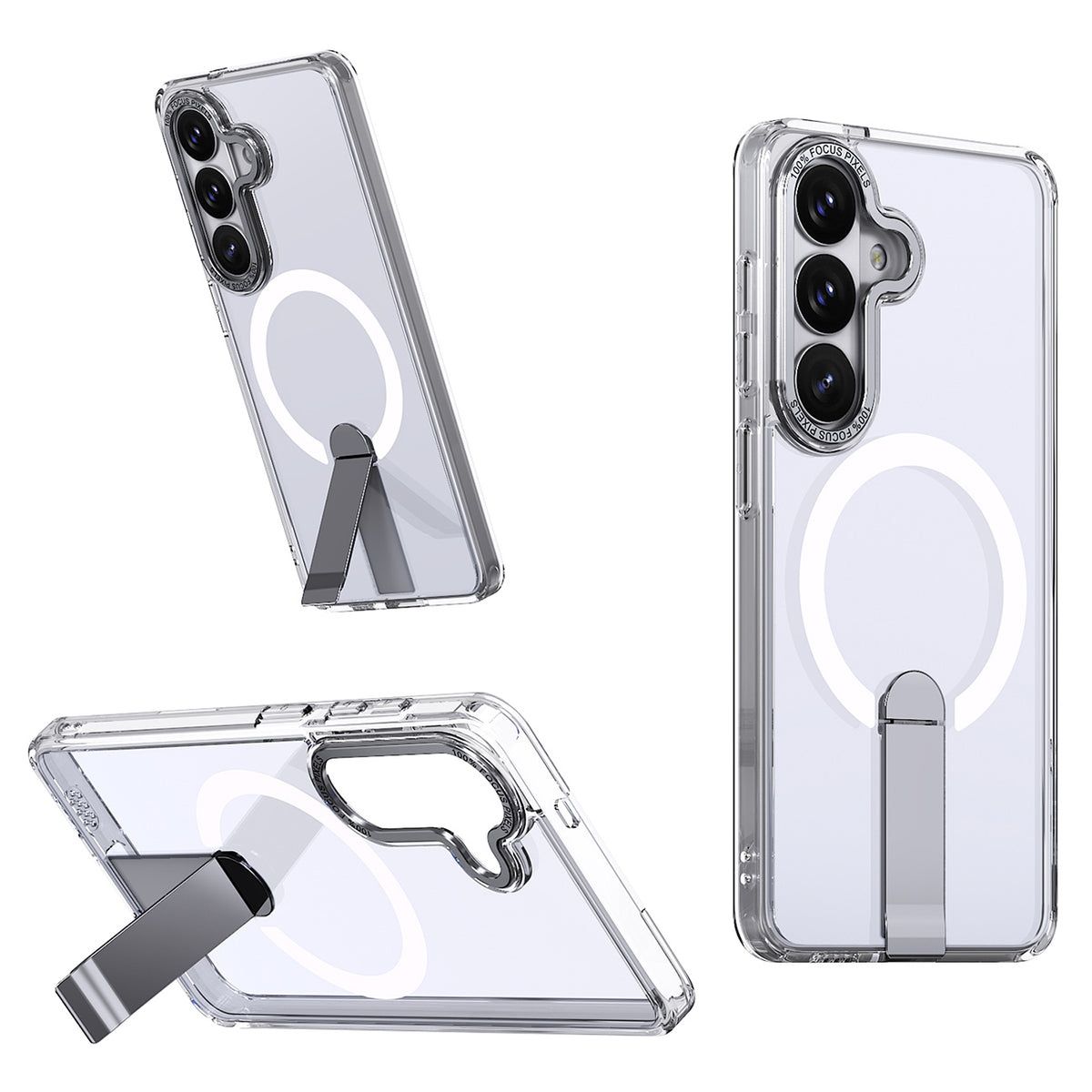 Hybrid Armor X dėklas Samsung Galaxy A57 su stovu, suderinamas su MagSafe - skaidrus -- Samsung Galaxy A57