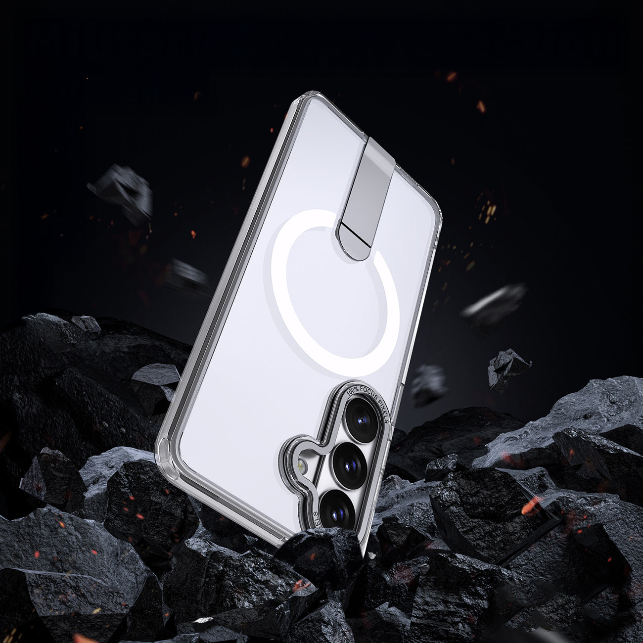 Hybrid Armor X dėklas Samsung Galaxy A57 su stovu, suderinamas su MagSafe - skaidrus -- Samsung Galaxy A57