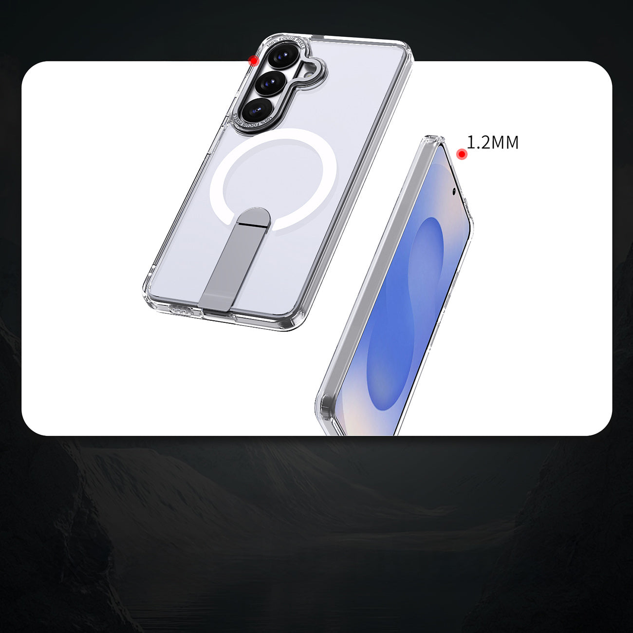 Hybrid Armor X dėklas Samsung Galaxy A57 su stovu, suderinamas su MagSafe - skaidrus -- Samsung Galaxy A57