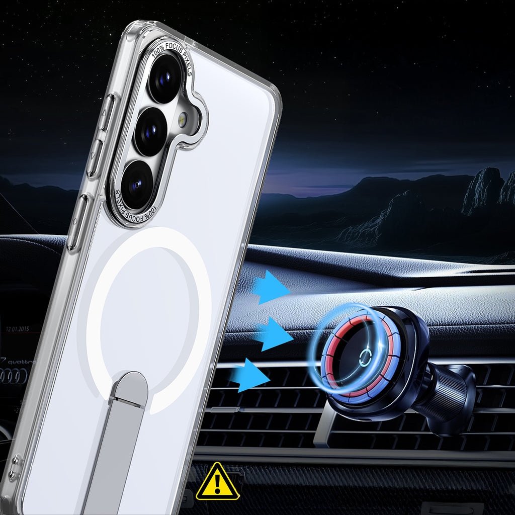 Hybrid Armor X dėklas Samsung Galaxy A57 su stovu, suderinamas su MagSafe - skaidrus -- Samsung Galaxy A57