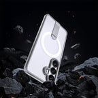 Hybrid Armor X dėklas Samsung Galaxy A36 / A37 su stovu, suderinamas su MagSafe - skaidrus -- Samsung Galaxy A36 /...
