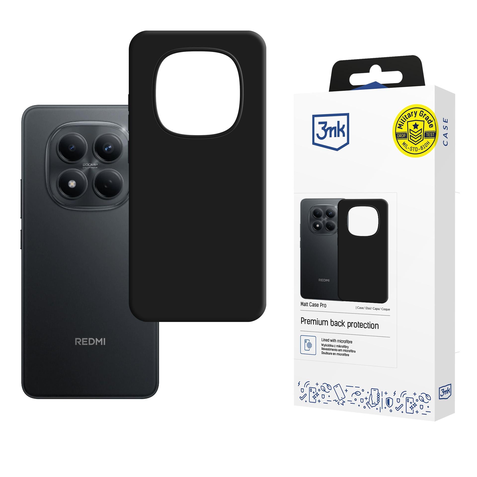3mk Matt Case Pro dėklas, skirtas Xiaomi Redmi Note 15 Pro 4G - matinė juoda -- Cell phone cases and covers