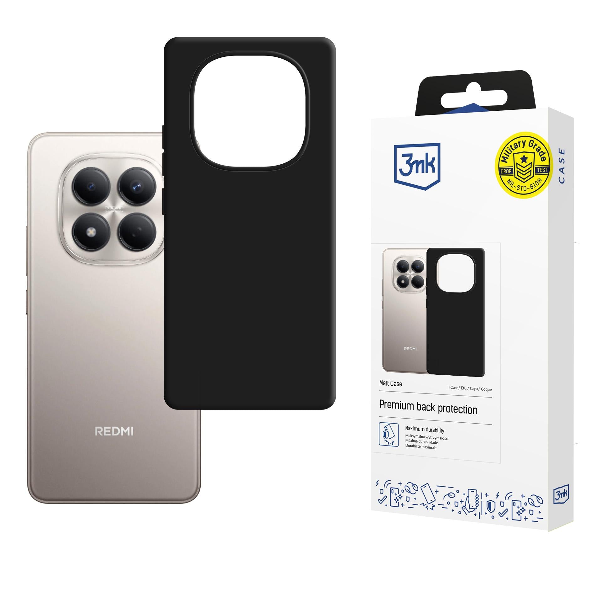 3mk Matinis dėklas, skirtas Xiaomi Redmi Note 15 Pro 4G - matinė juoda