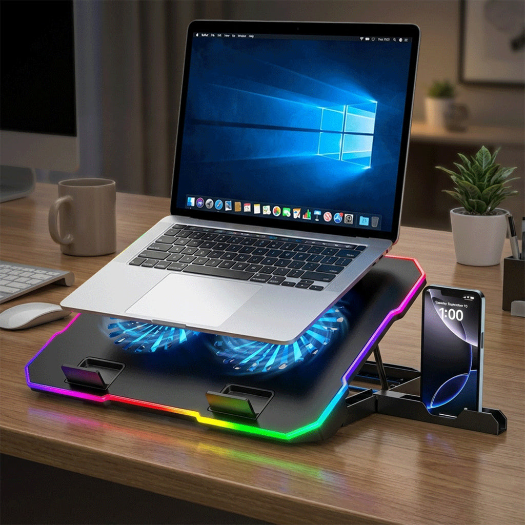 Wozinsky WDCX-A26 NitroCool RGB žaidimų nešiojamojo kompiuterio aušinimo priemonė - juoda -- Laptop Stands