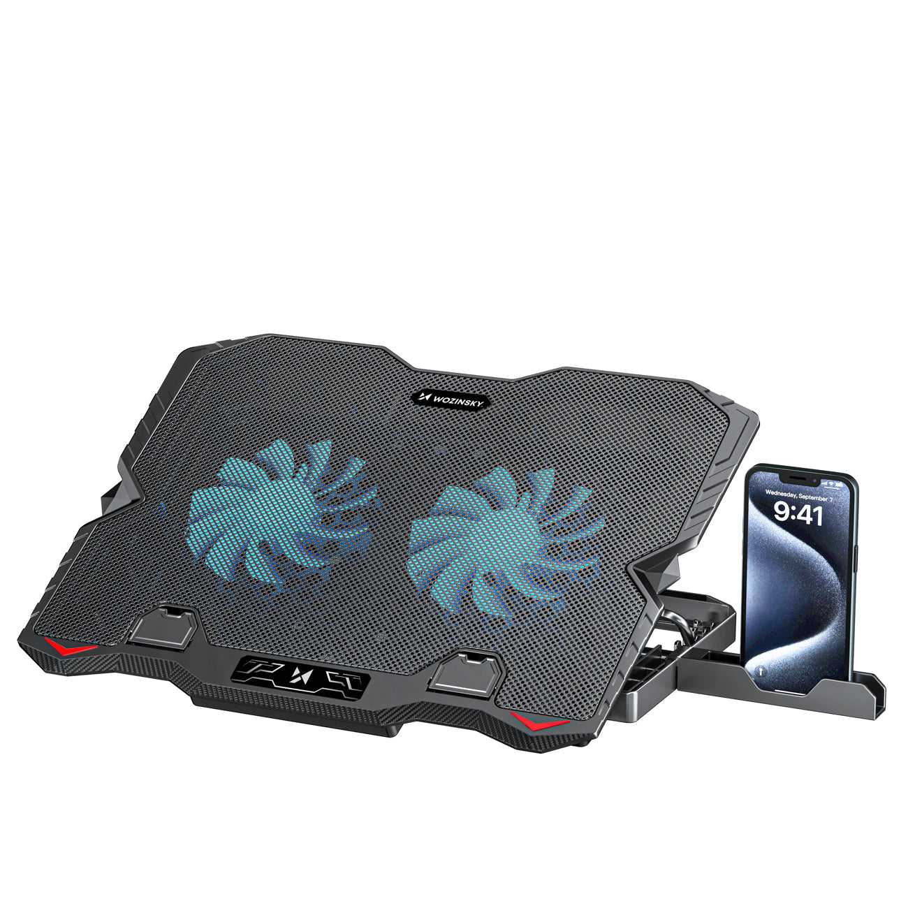Wozinsky WDCX-015 StormPad RGB žaidimų aušinimo nešiojamojo kompiuterio stovas - juodas -- Laptop Stands