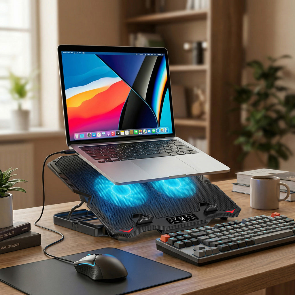 Wozinsky WDCX-015 StormPad RGB žaidimų aušinimo nešiojamojo kompiuterio stovas - juodas -- Laptop Stands