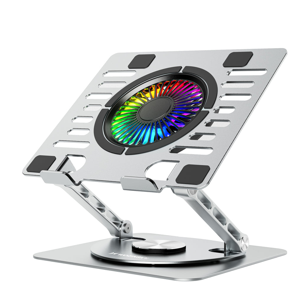 Wozinsky WDCX-X16-AS CoolBase RGB 360° nešiojamojo kompiuterio ir planšeto aušinimo stovas - sidabras -- Laptop Stands
