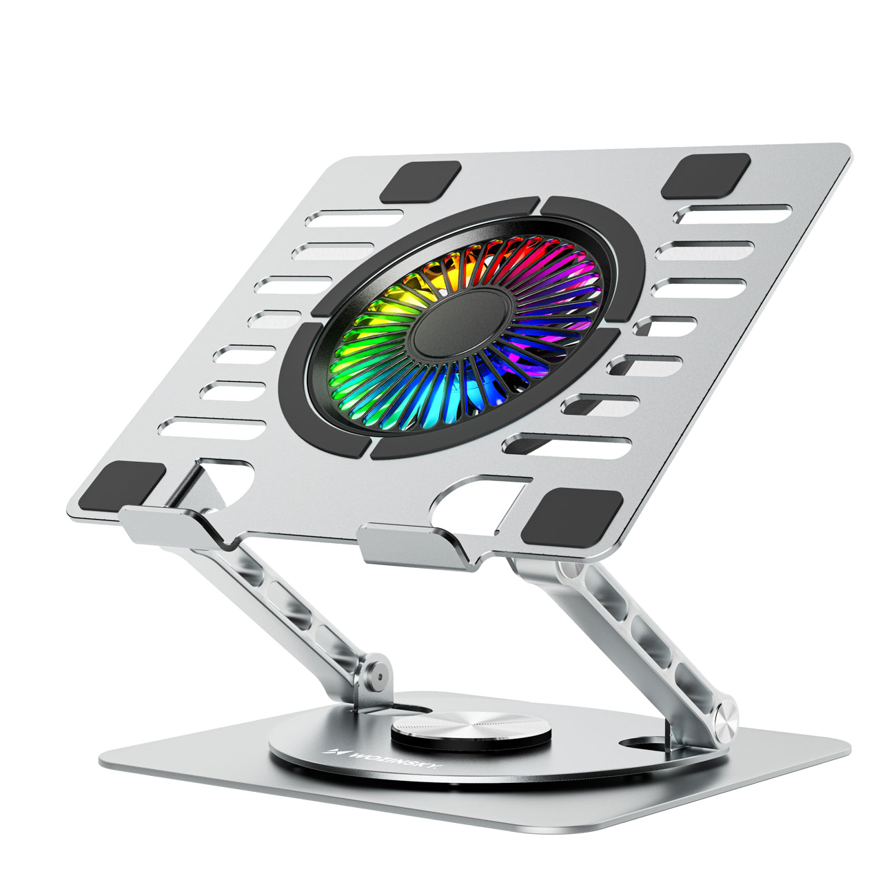 Wozinsky WDCX-X16-AS CoolBase RGB 360° nešiojamojo kompiuterio ir planšeto aušinimo stovas - sidabras -- Laptop Stands