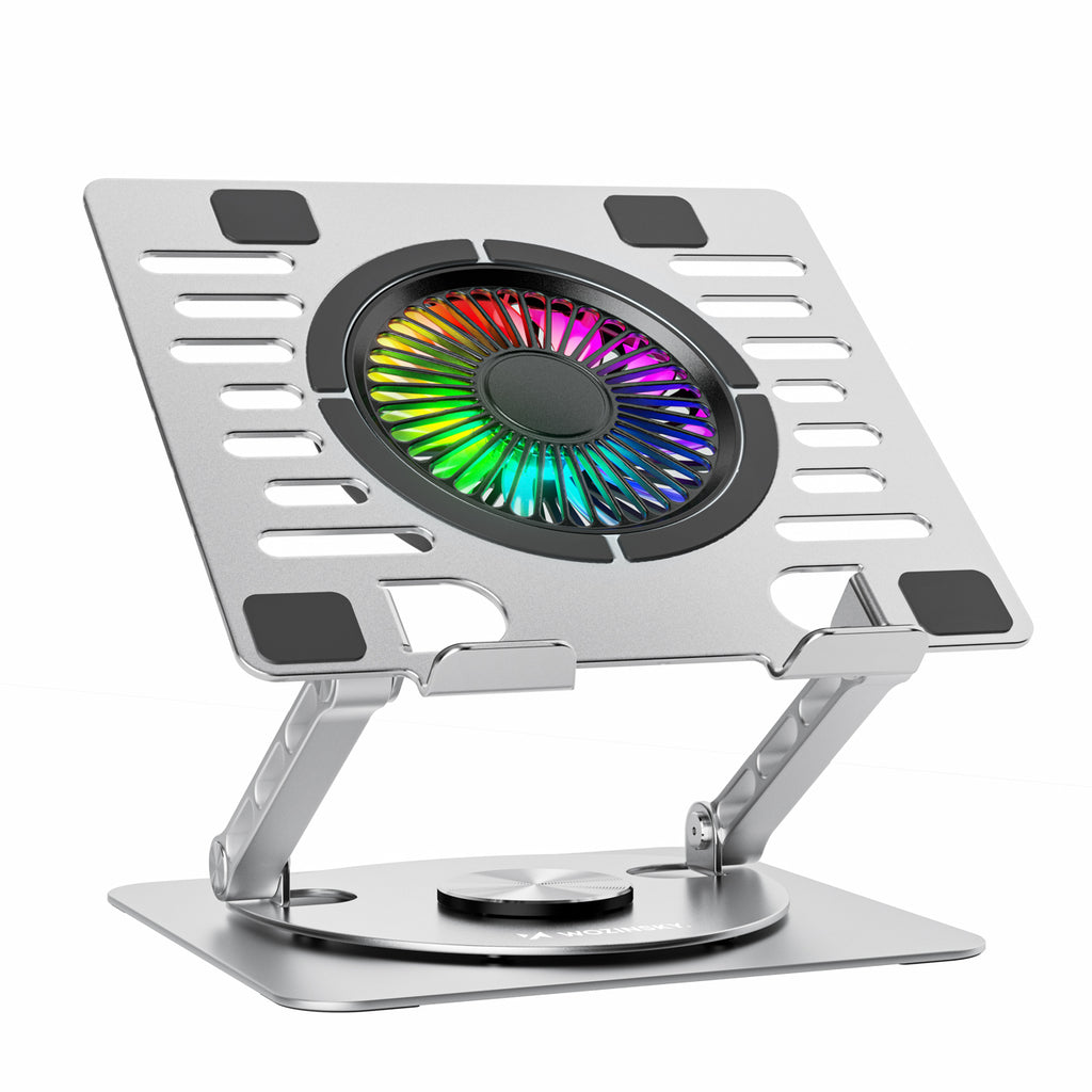 Wozinsky WDCX-X16-AS CoolBase RGB 360° nešiojamojo kompiuterio ir planšeto aušinimo stovas - sidabras -- Laptop Stands