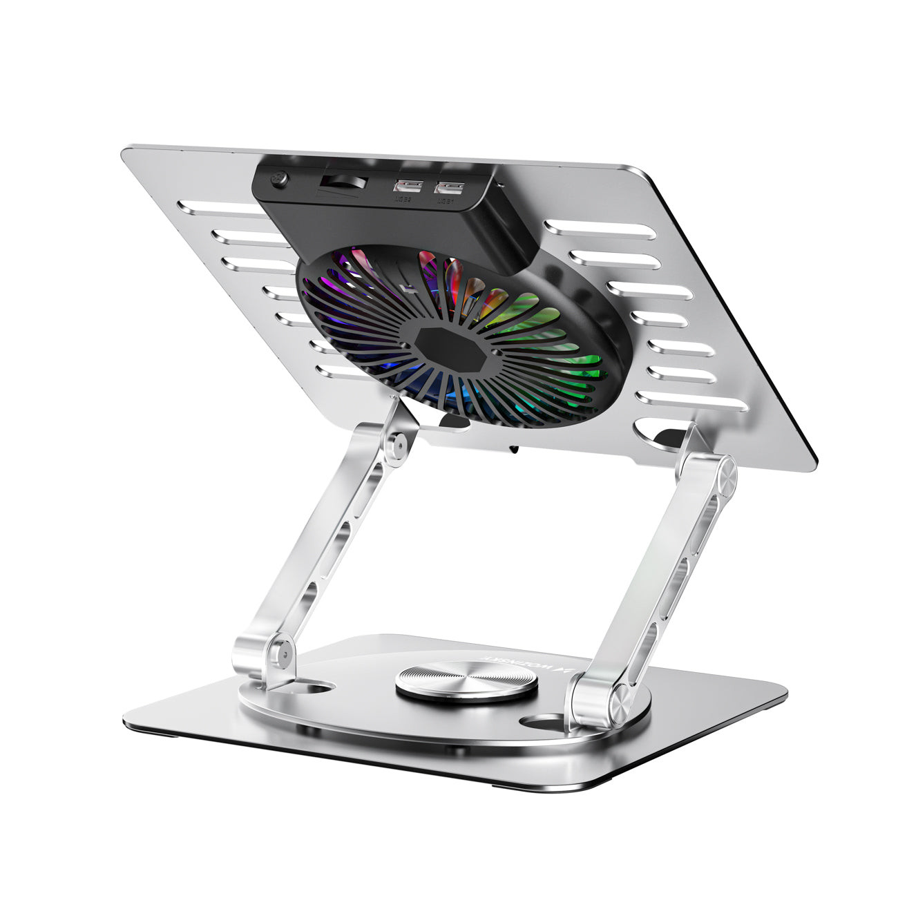 Wozinsky WDCX-X16-AS CoolBase RGB 360° nešiojamojo kompiuterio ir planšeto aušinimo stovas - sidabras -- Laptop Stands