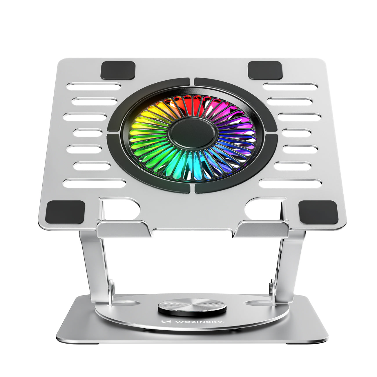 Wozinsky WDCX-X16-AS CoolBase RGB 360° nešiojamojo kompiuterio ir planšeto aušinimo stovas - sidabras -- Laptop Stands