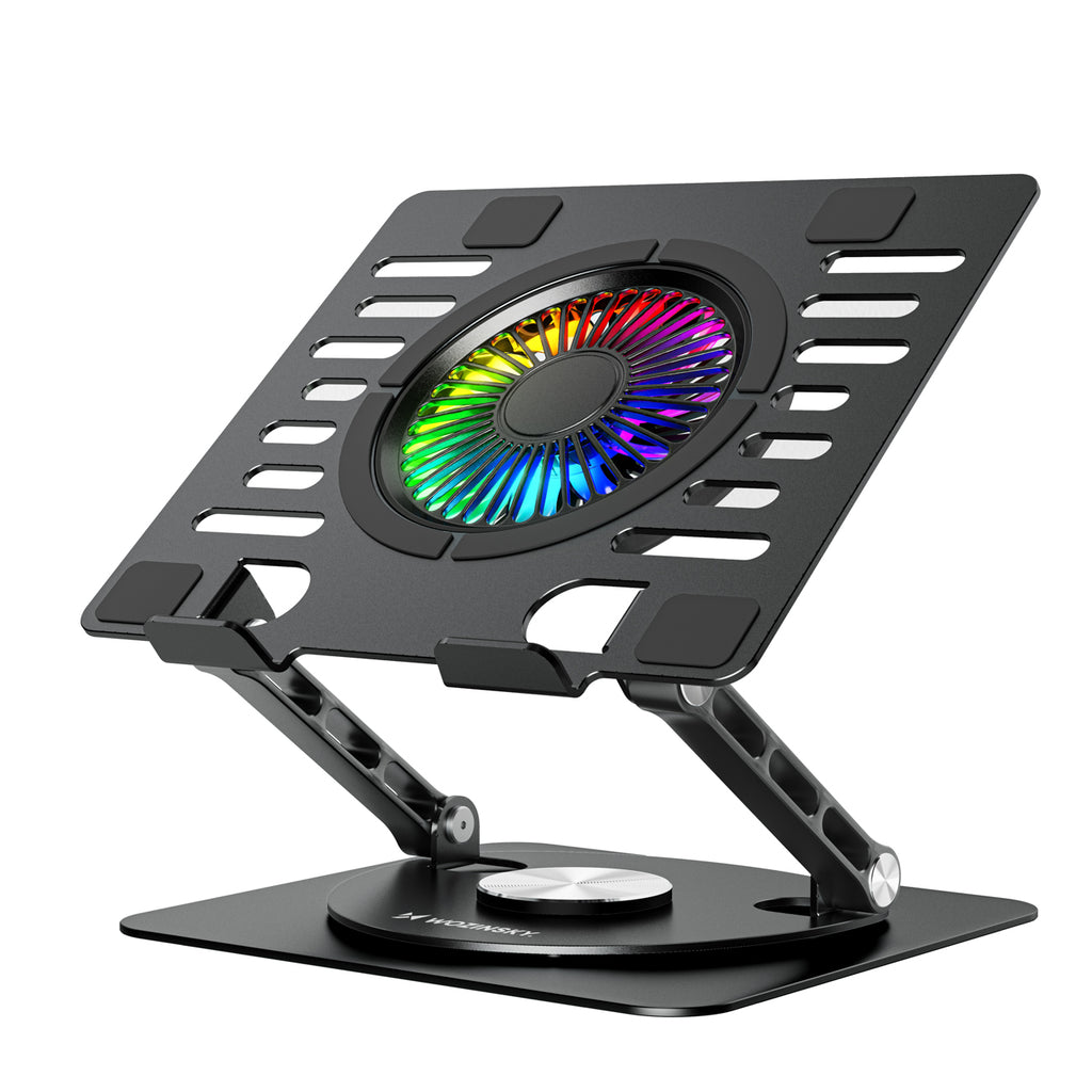 Wozinsky WDCX-X16-AS CoolBase RGB 360° nešiojamojo kompiuterio ir planšeto aušinimo stovas - juodas -- Laptop Stands