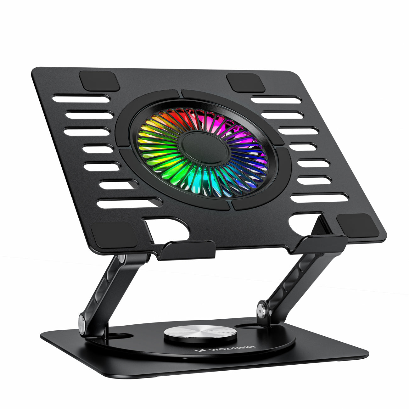 Wozinsky WDCX-X16-AS CoolBase RGB 360° nešiojamojo kompiuterio ir planšeto aušinimo stovas - juodas -- Laptop Stands
