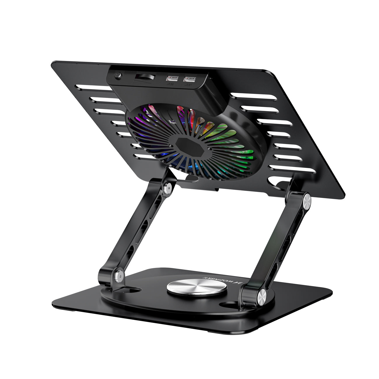 Wozinsky WDCX-X16-AS CoolBase RGB 360° nešiojamojo kompiuterio ir planšeto aušinimo stovas - juodas -- Laptop Stands