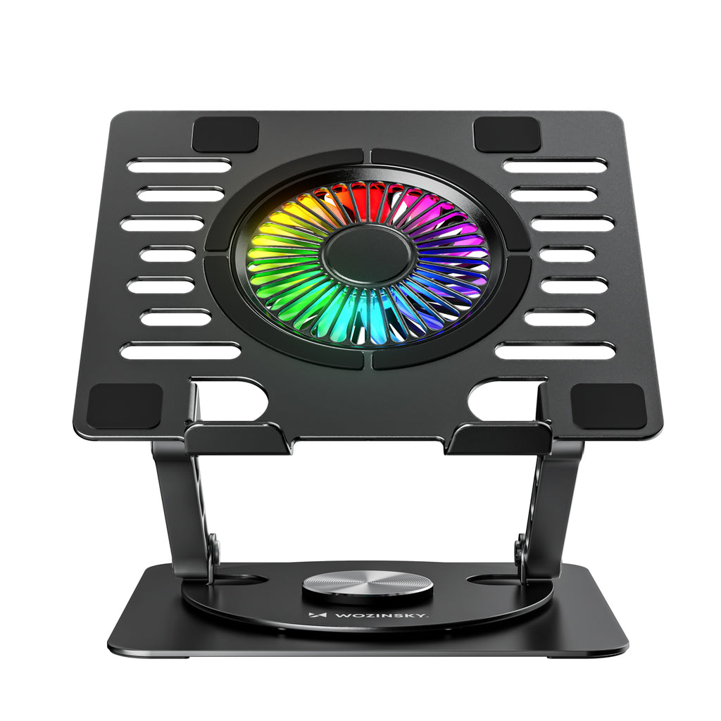 Wozinsky WDCX-X16-AS CoolBase RGB 360° nešiojamojo kompiuterio ir planšeto aušinimo stovas - juodas -- Laptop Stands