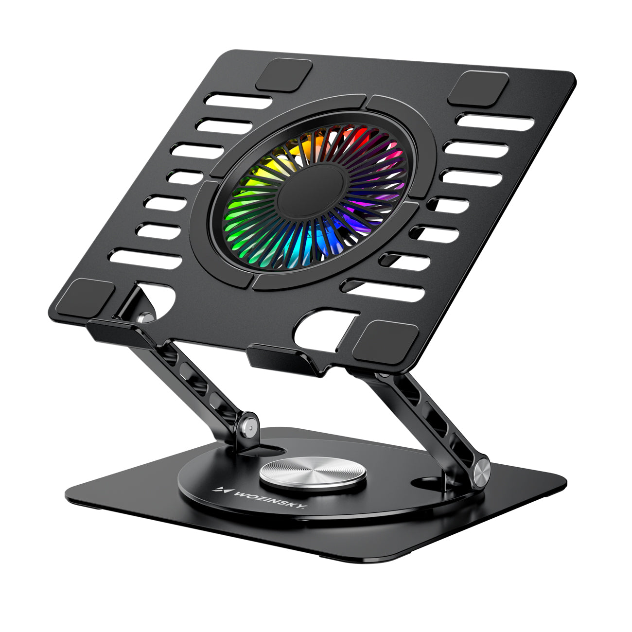 Wozinsky WDCX-X16-AS CoolBase RGB 360° nešiojamojo kompiuterio ir planšeto aušinimo stovas - juodas -- Laptop Stands