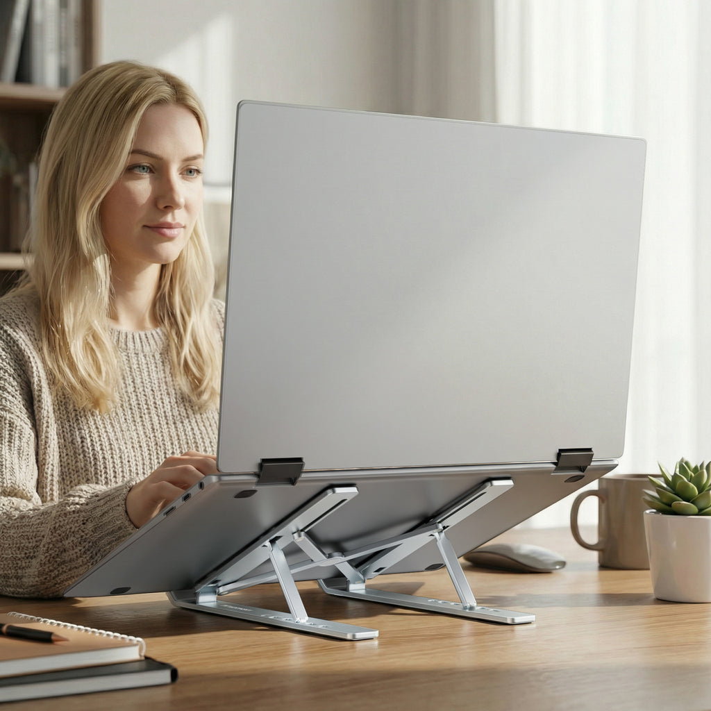 Wozinsky WDCX-X8S sulankstomas reguliuojamas nešiojamojo kompiuterio stovas - sidabras -- Laptop Stands