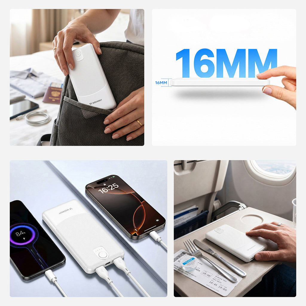 Powerbank Wozinsky Wpower WPBBK-3 10000 mAh 10W 2x USB-A 2A - balta -- Powerbanks
