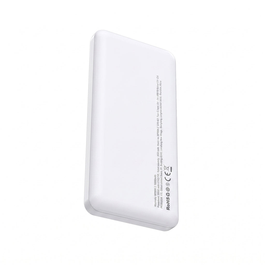 Powerbank Wozinsky Wpower WPBBK-3 10000 mAh 10W 2x USB-A 2A - balta -- Powerbanks