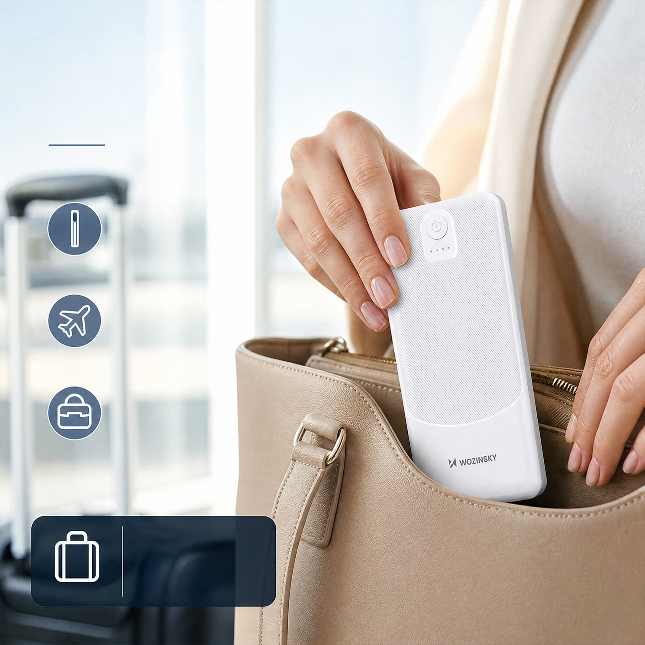 Powerbank Wozinsky Wpower WPBBK-3 10000 mAh 10W 2x USB-A 2A - balta -- Powerbanks