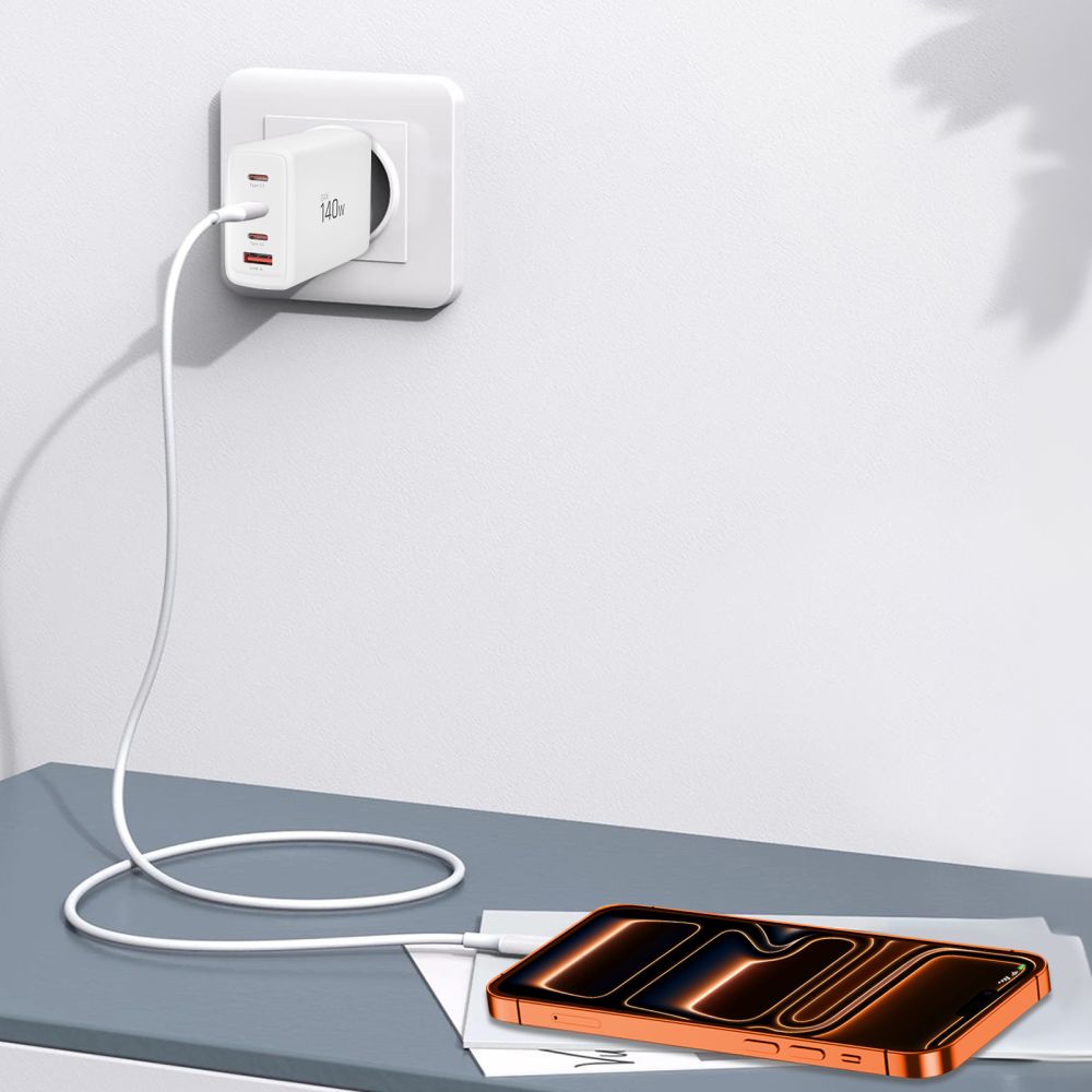 Tech-Protect sieninis įkroviklis NC140W-GAN 4-Port 140W - baltas -- Cell phone chargers