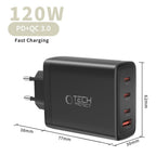 Tech-Protect sieninis įkroviklis NC120W-GAN 4-Port 120W - juodas -- Cell phone chargers