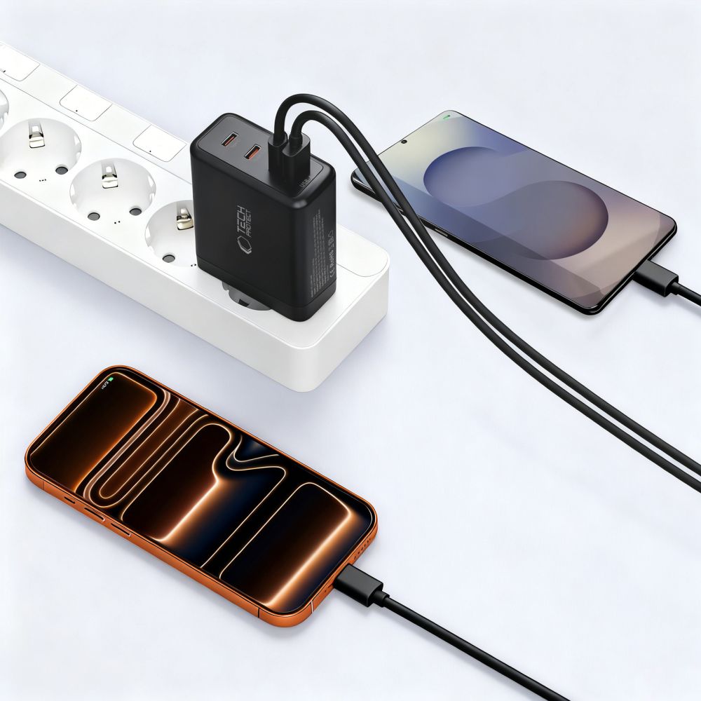 Tech-Protect sieninis įkroviklis NC120W-GAN 4-Port 120W - juodas -- Cell phone chargers
