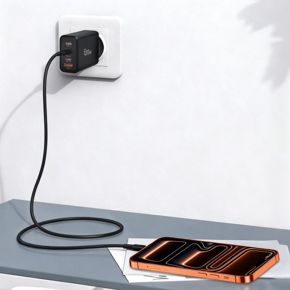 Tech-Protect sieninis įkroviklis NC120W-GAN 4-Port 120W - juodas -- Cell phone chargers