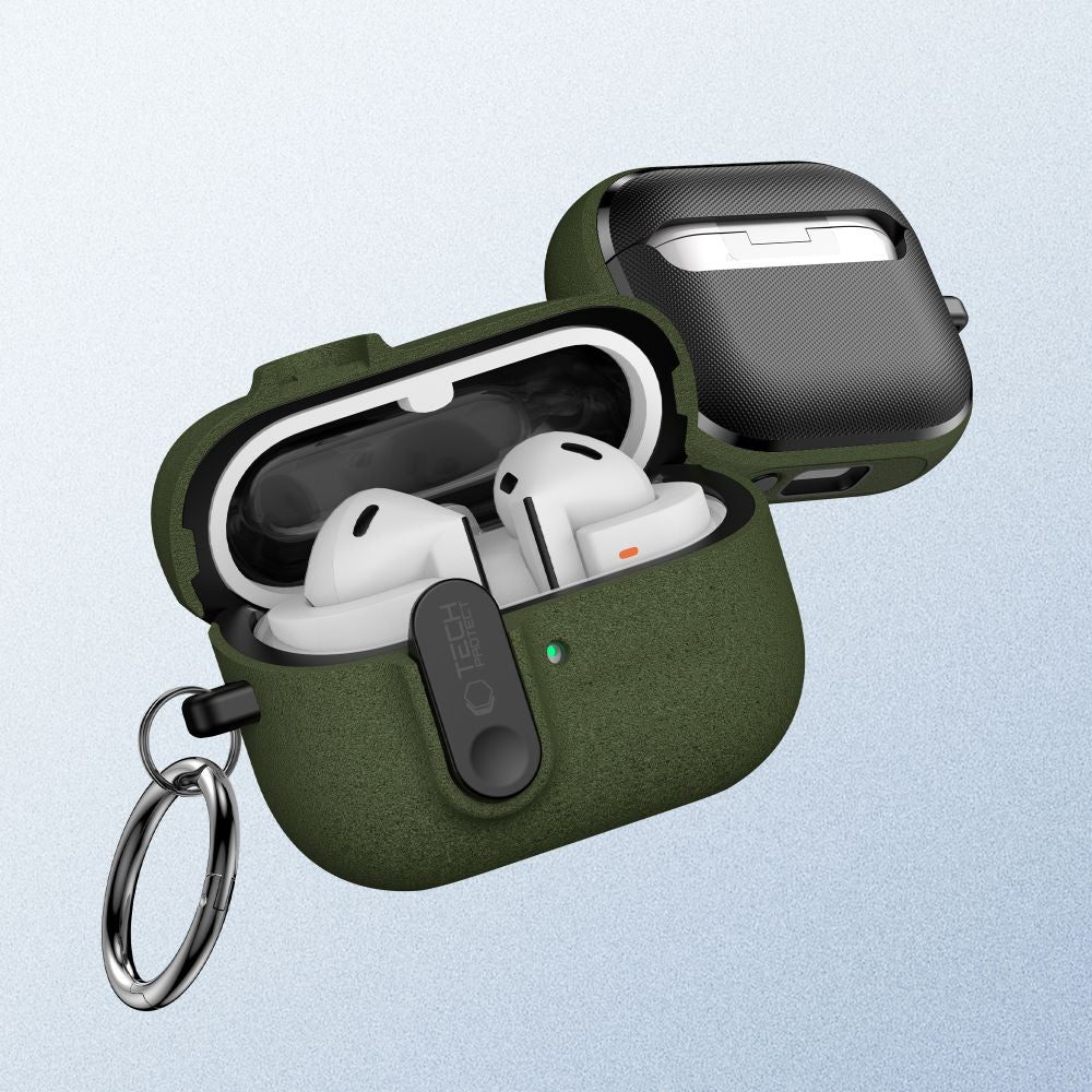 Tech-Protect Slim Hook Dėklas, skirtas Samsung Galaxy Buds 3 / 3 FE / 3 Pro - žalias -- Samsung Galaxy Buds 3 / Samsung 3...